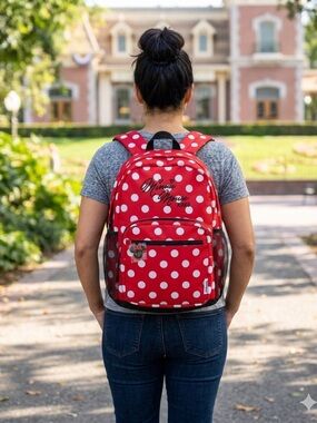 Disney Red and White Polka Dot Minnie Mouse Backpack